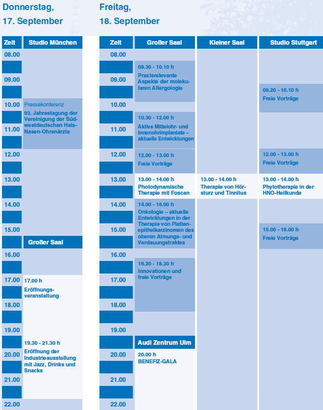Programmübersicht Donnerstag, Freitag