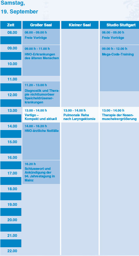 Programmübersicht Samstag